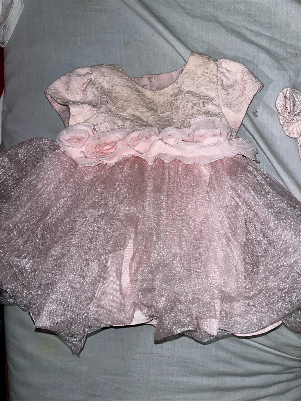 Girls Pink Floral Lace & Tulle Party Dress